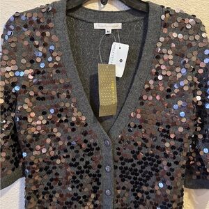 Gorgeous Corey Lynn Calter Charcoal Gray Sequin Cardigan